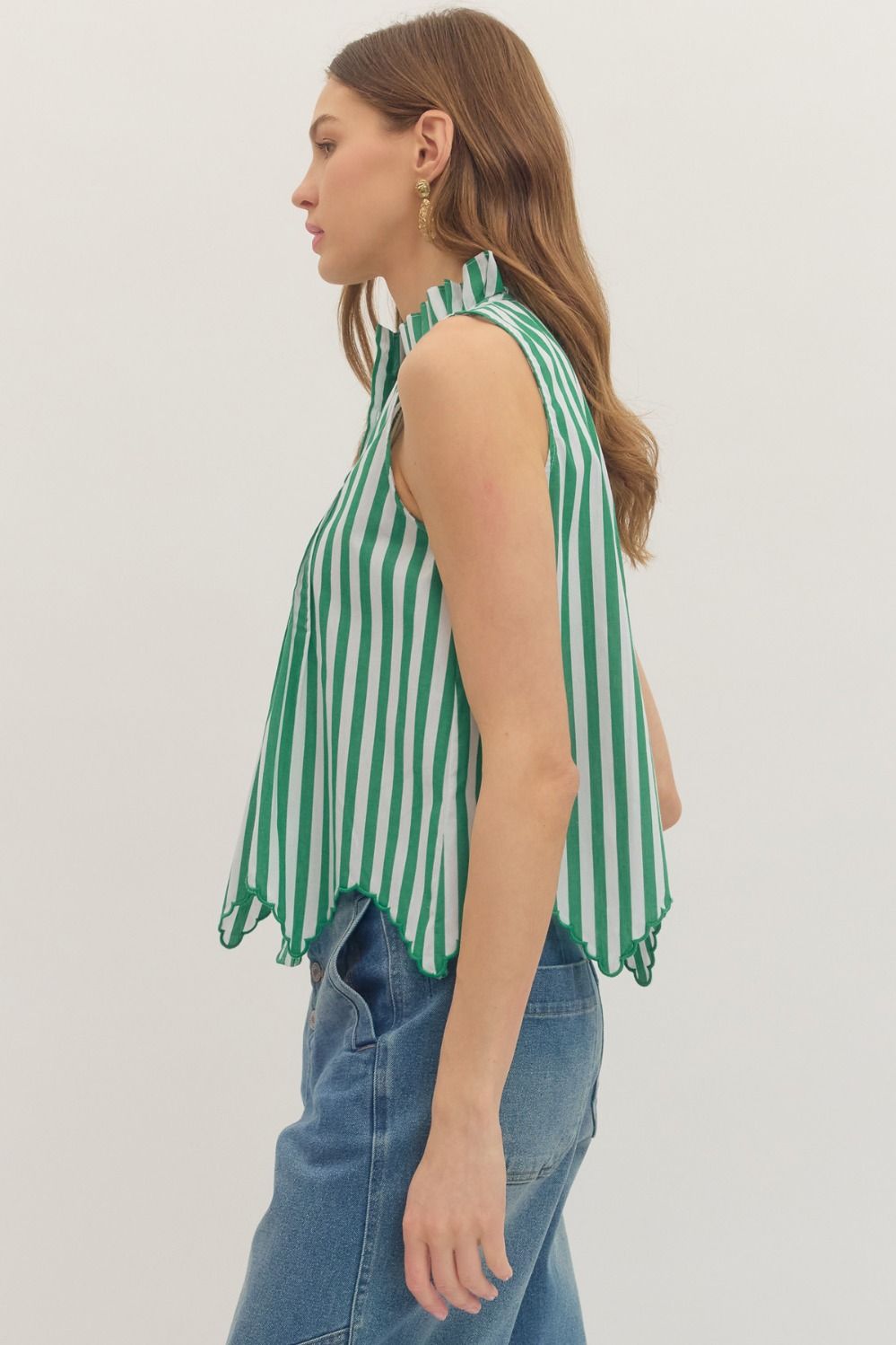 Stripe Scalloped Hem Top