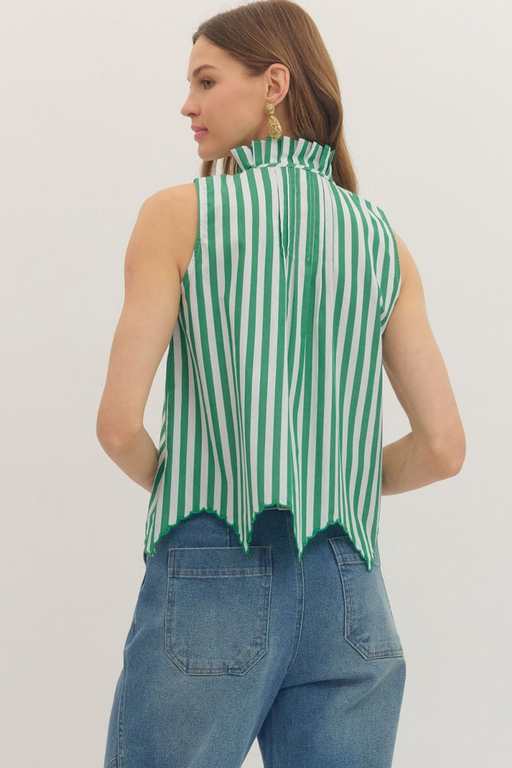 Stripe Scalloped Hem Top