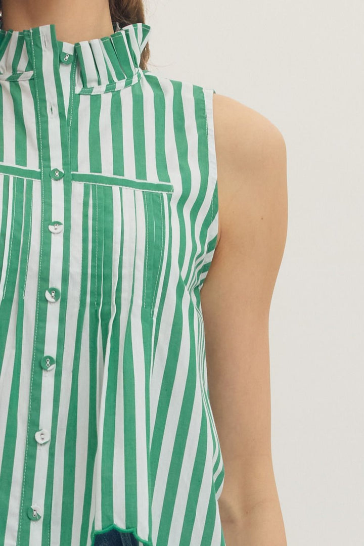 Stripe Scalloped Hem Top