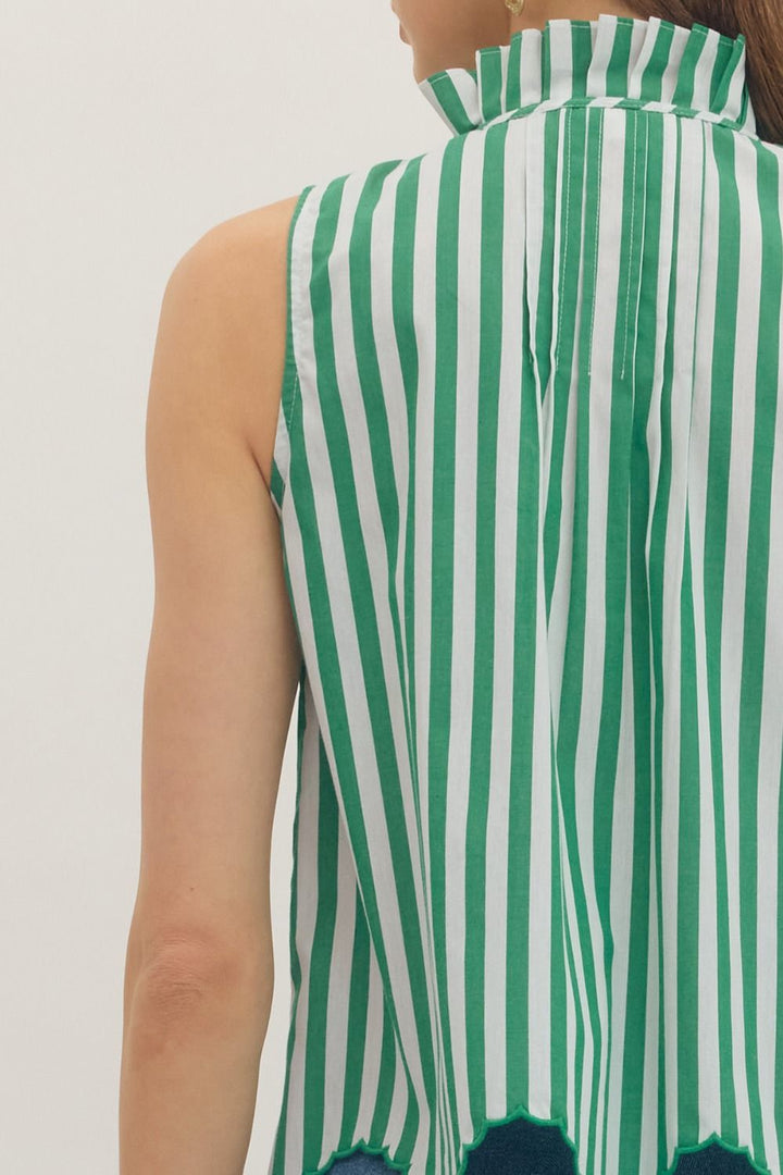 Stripe Scalloped Hem Top