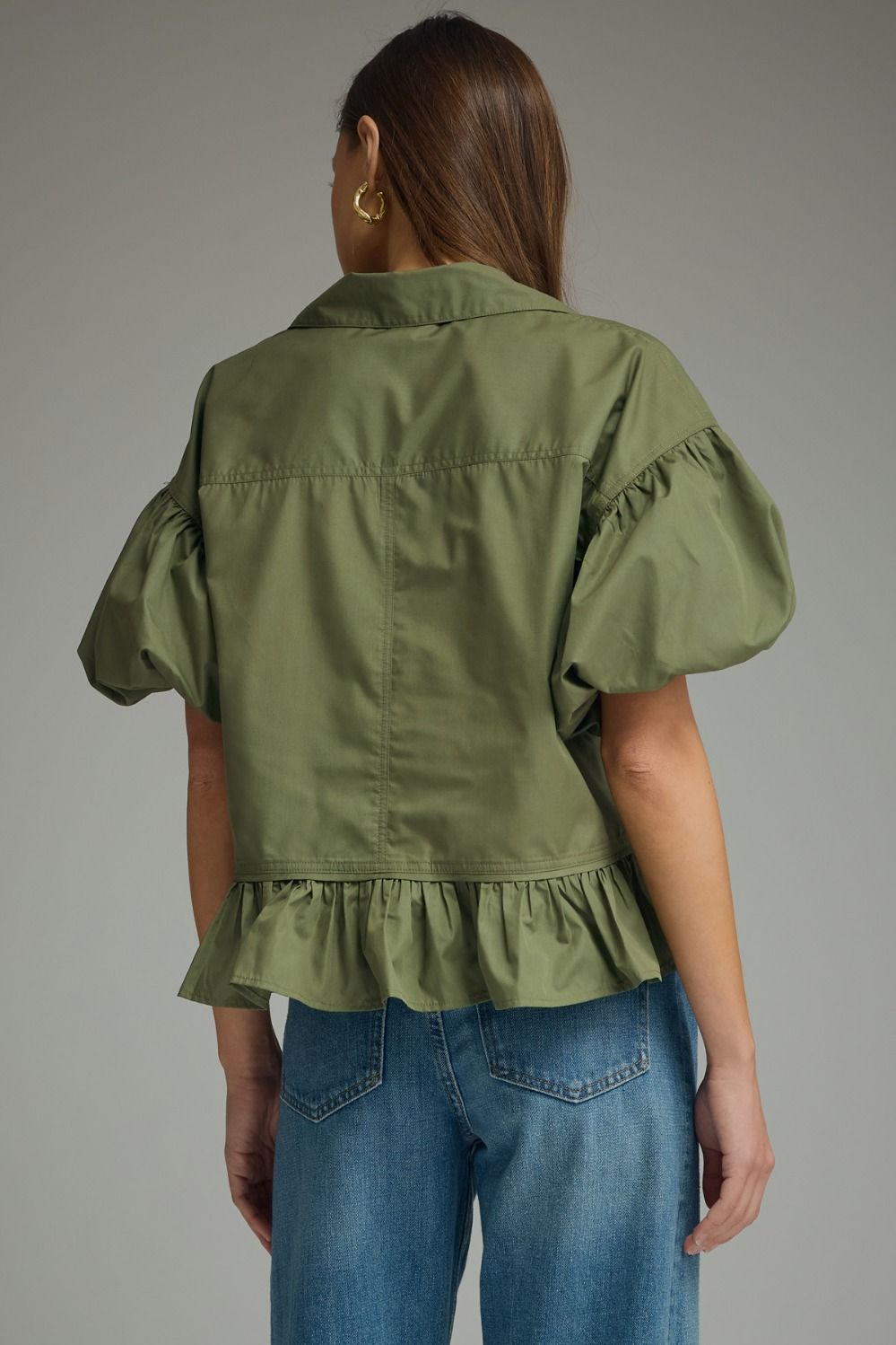 Olive Ruffle Top