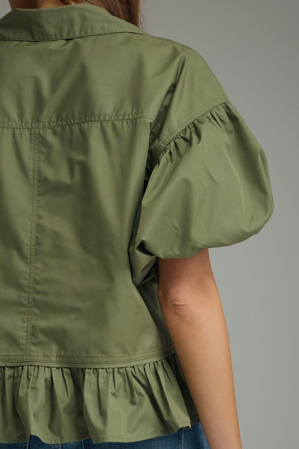 Olive Ruffle Top