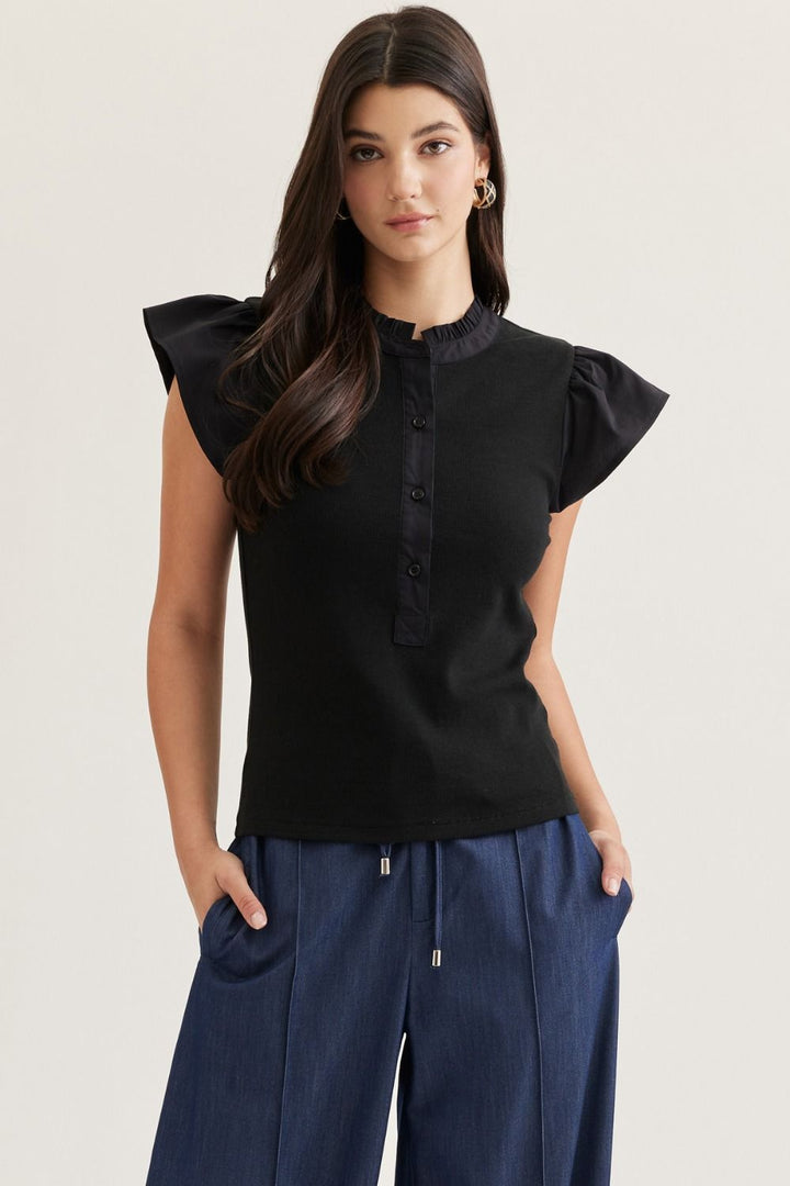 The Ribbed Raven Top