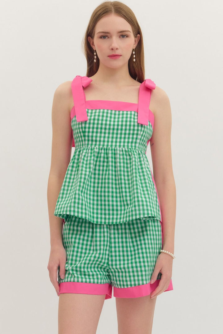 Gingham Peplum Tank