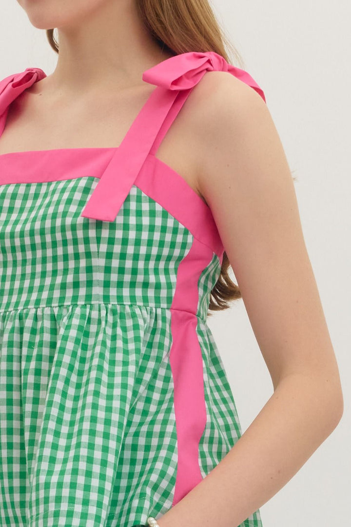 Gingham Peplum Tank