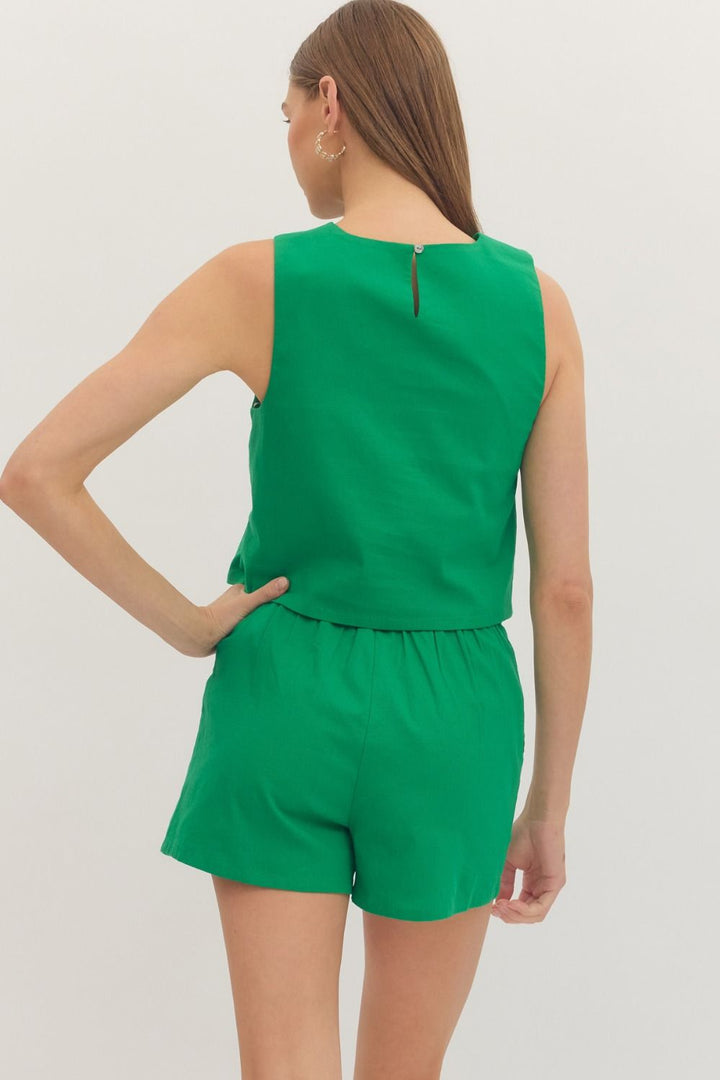Colorblock Sleeveless Top-Green