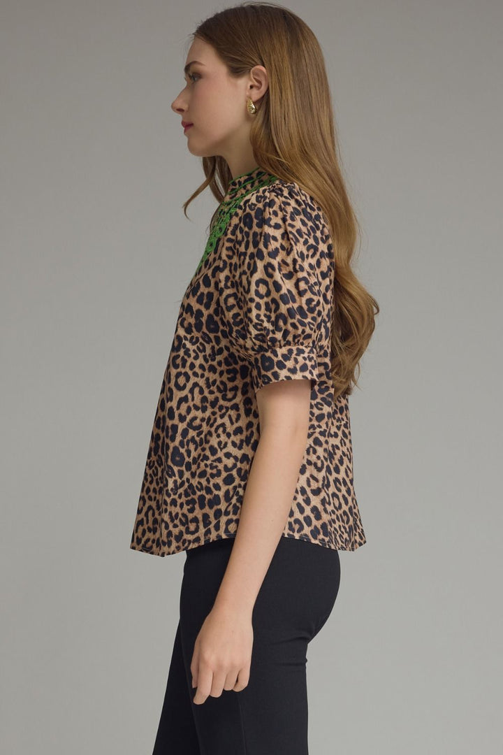 Leopard Ruffle Top