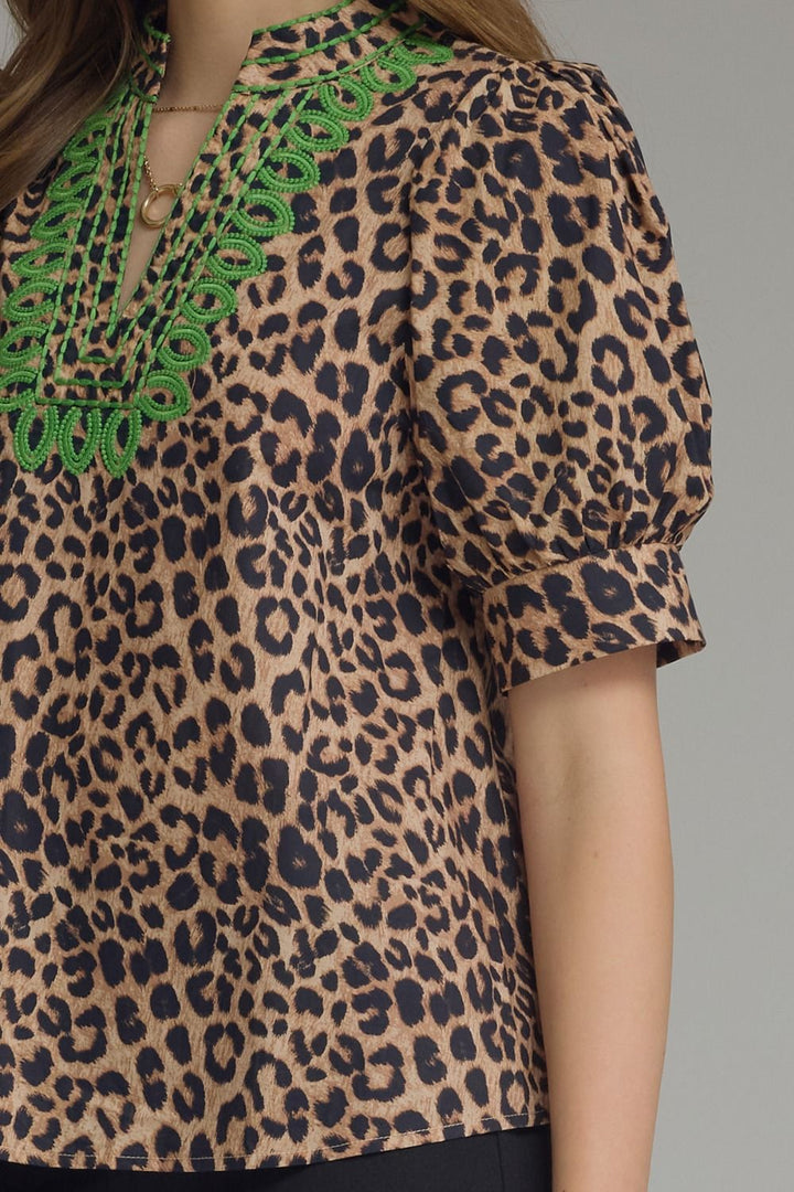 Leopard Ruffle Top