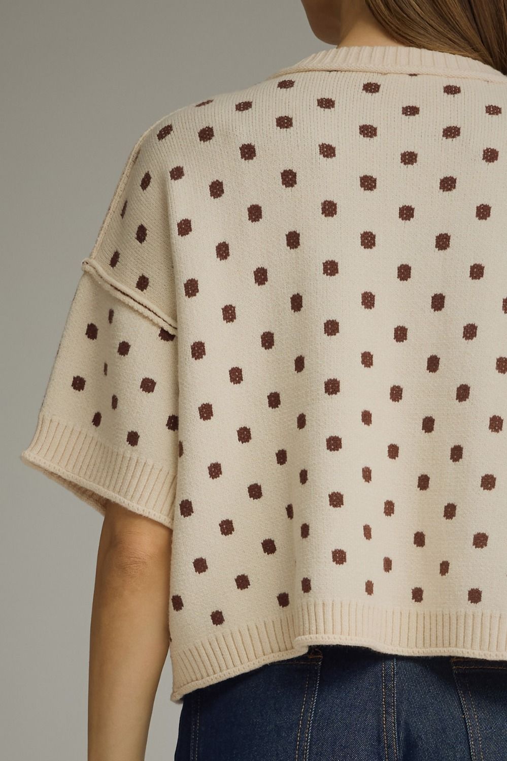 Polka Dot Short Sleeve Sweater