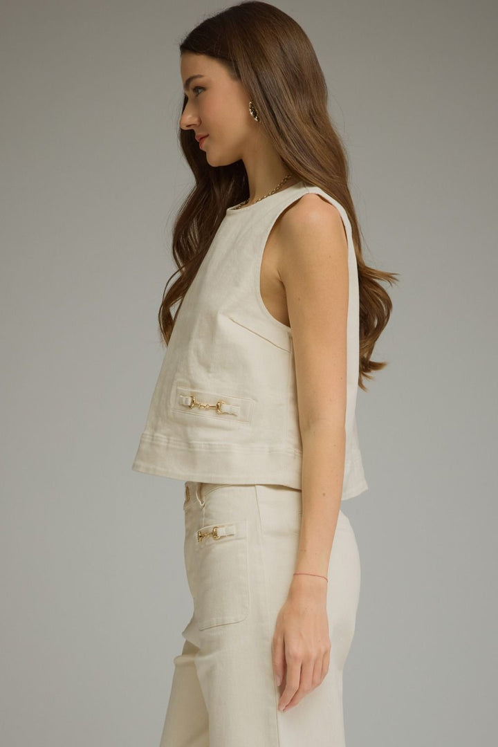 Horse-Bit Sleeveless Top