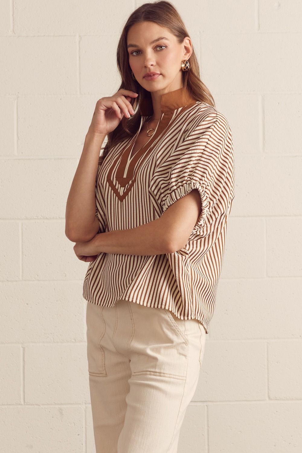 Cocoa Stripe Top