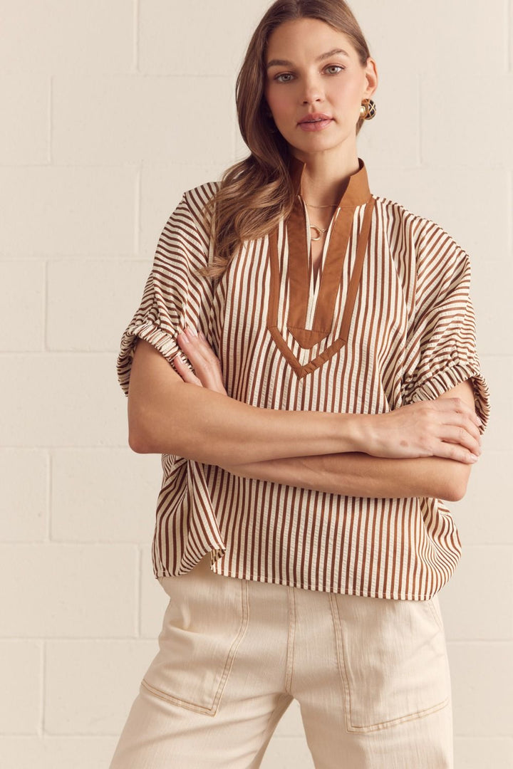 Cocoa Stripe Top