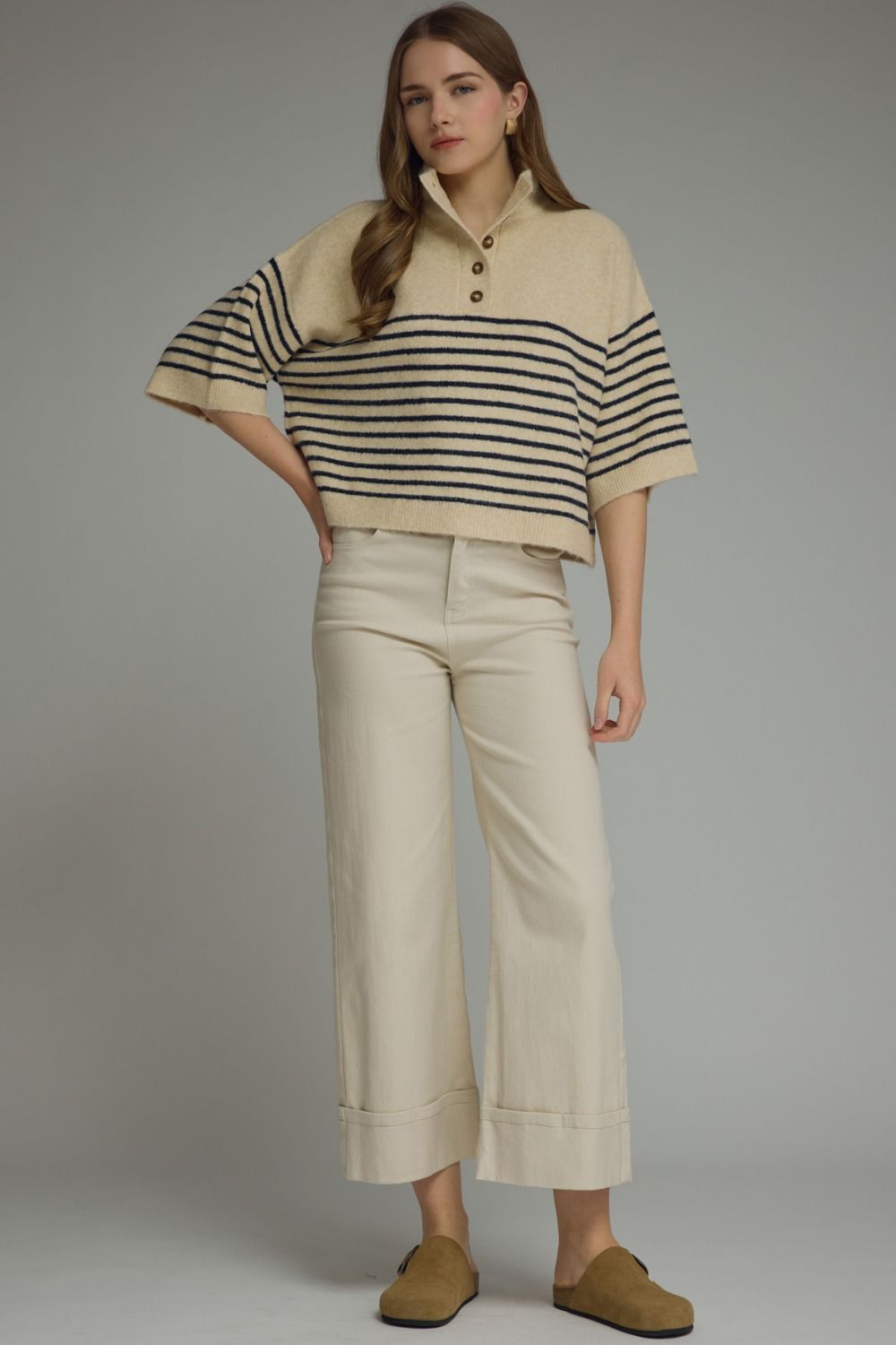 Ecru Striped Sweater