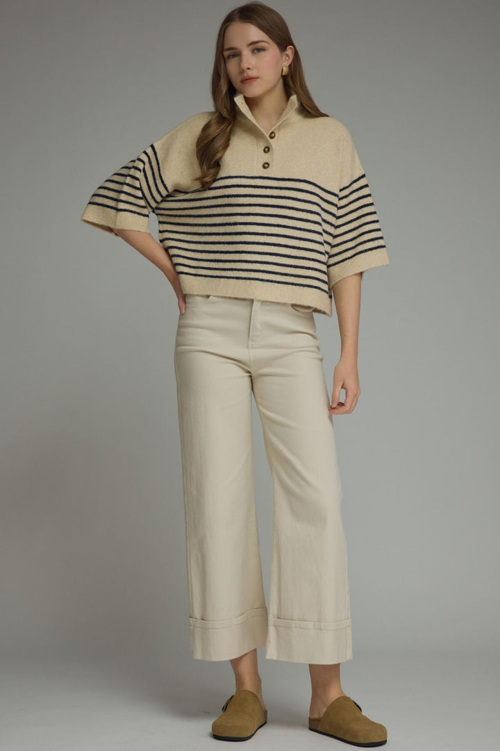 Ecru Striped Sweater