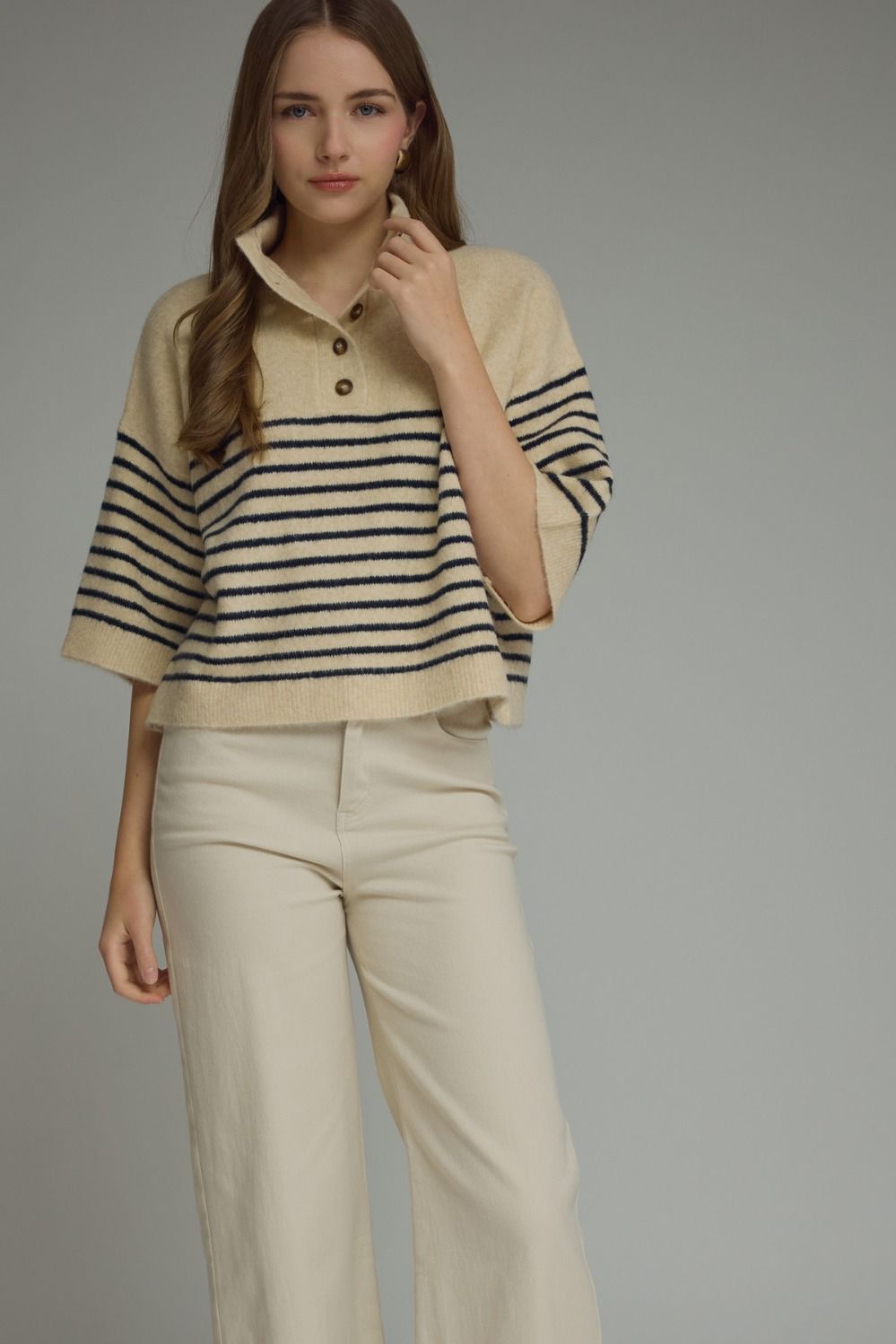 Ecru Striped Sweater
