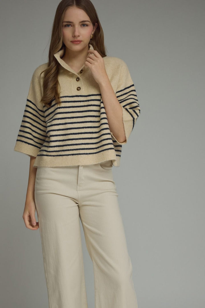 Ecru Striped Sweater