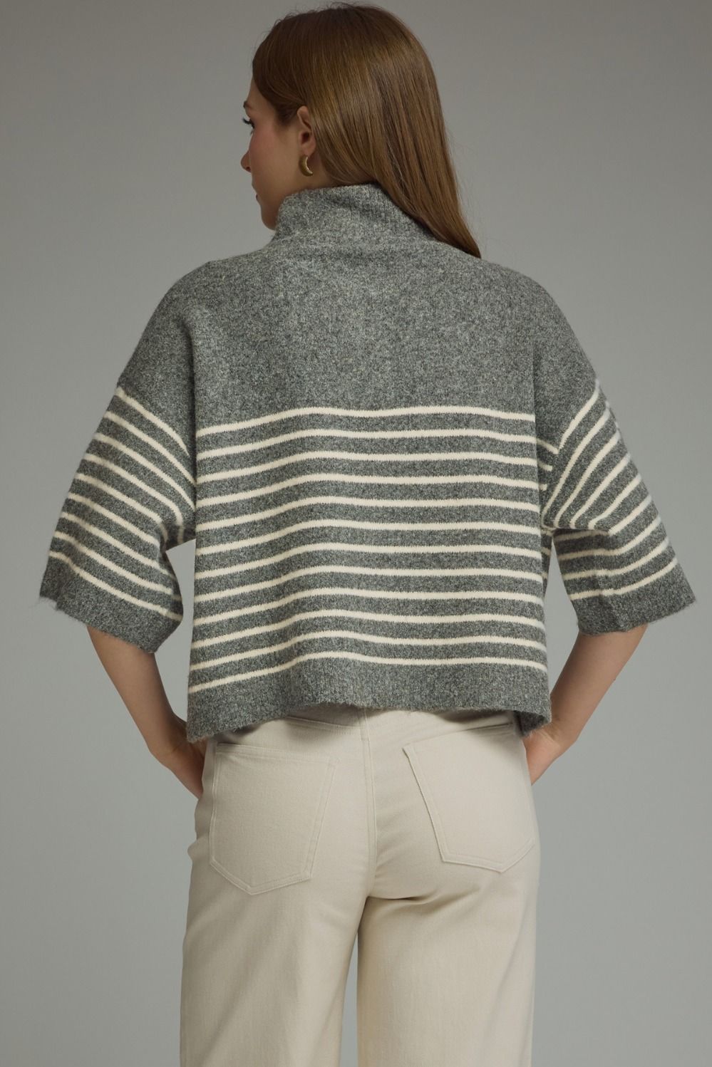 Stripe Short Sleeve Sweater