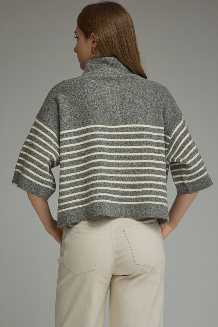 Stripe Short Sleeve Sweater