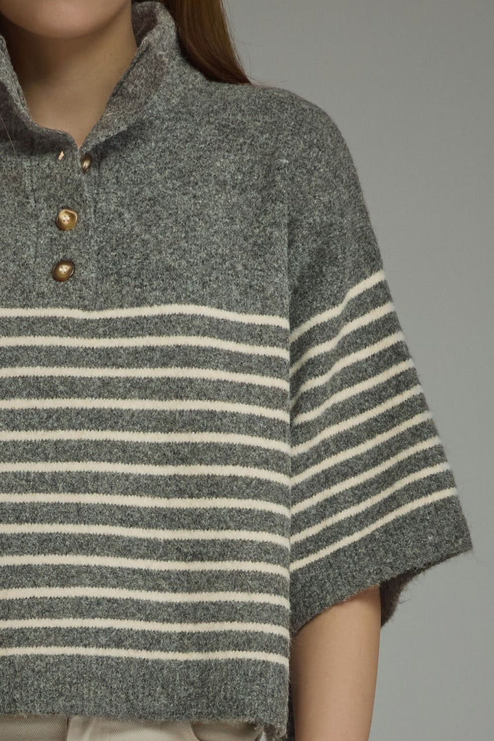 Stripe Short Sleeve Sweater