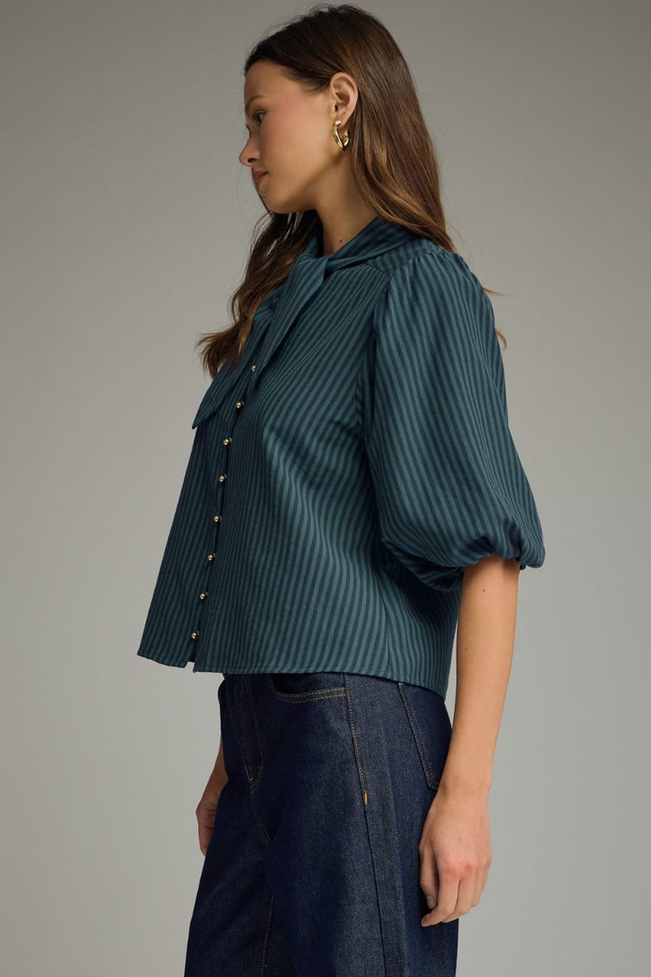 Stripe Tie Neck Top