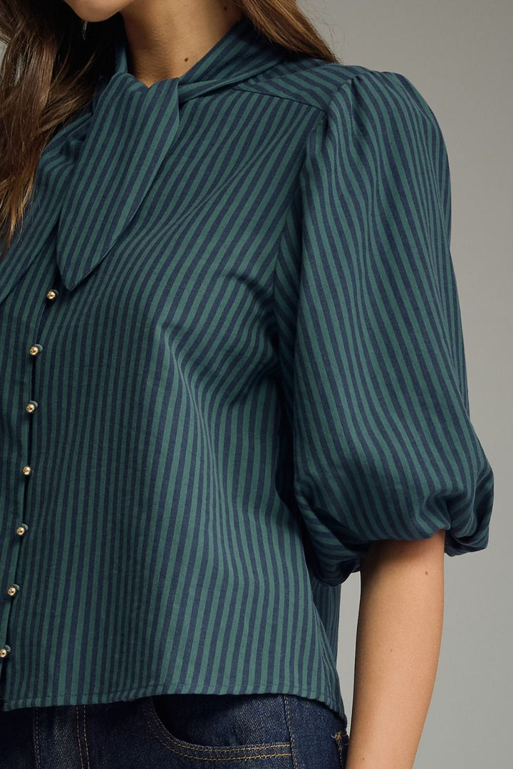 Stripe Tie Neck Top