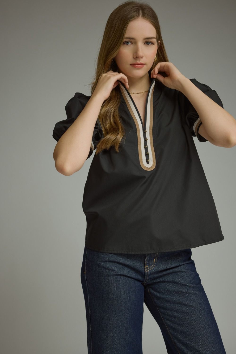 The Black Puff Sleeve Top
