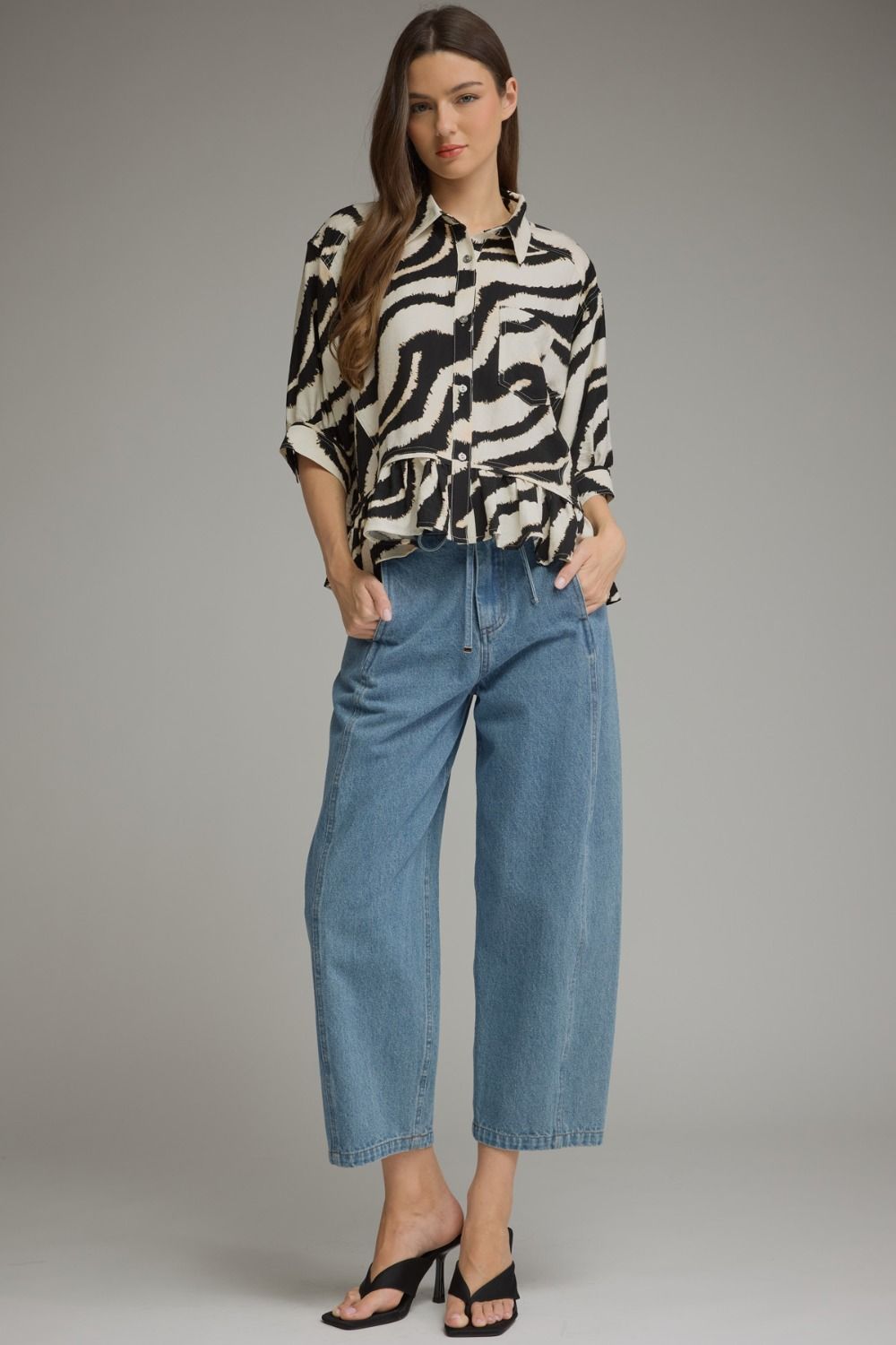 Zebra Ruffle Hem Top