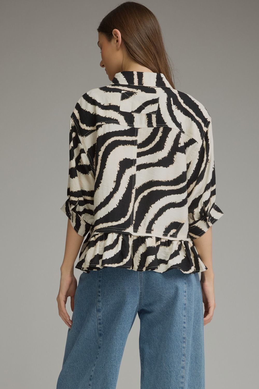 Zebra Ruffle Hem Top