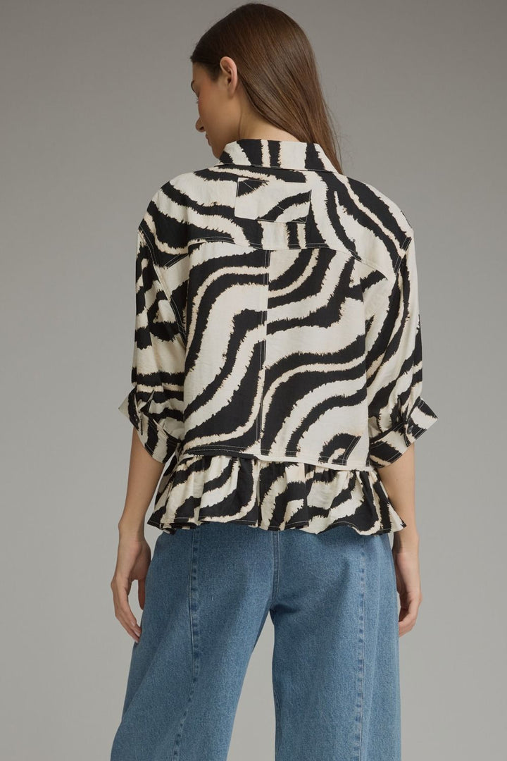 Zebra Ruffle Hem Top