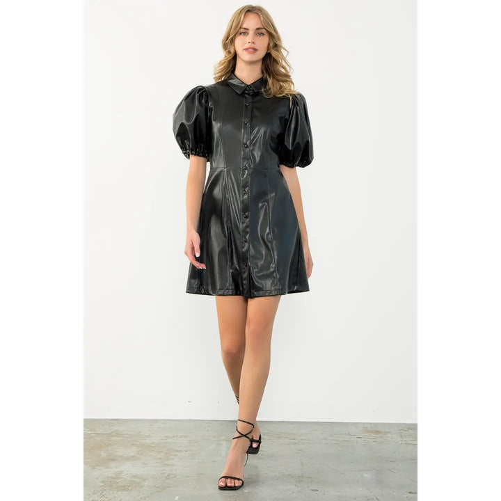 Button Up Leather Dress