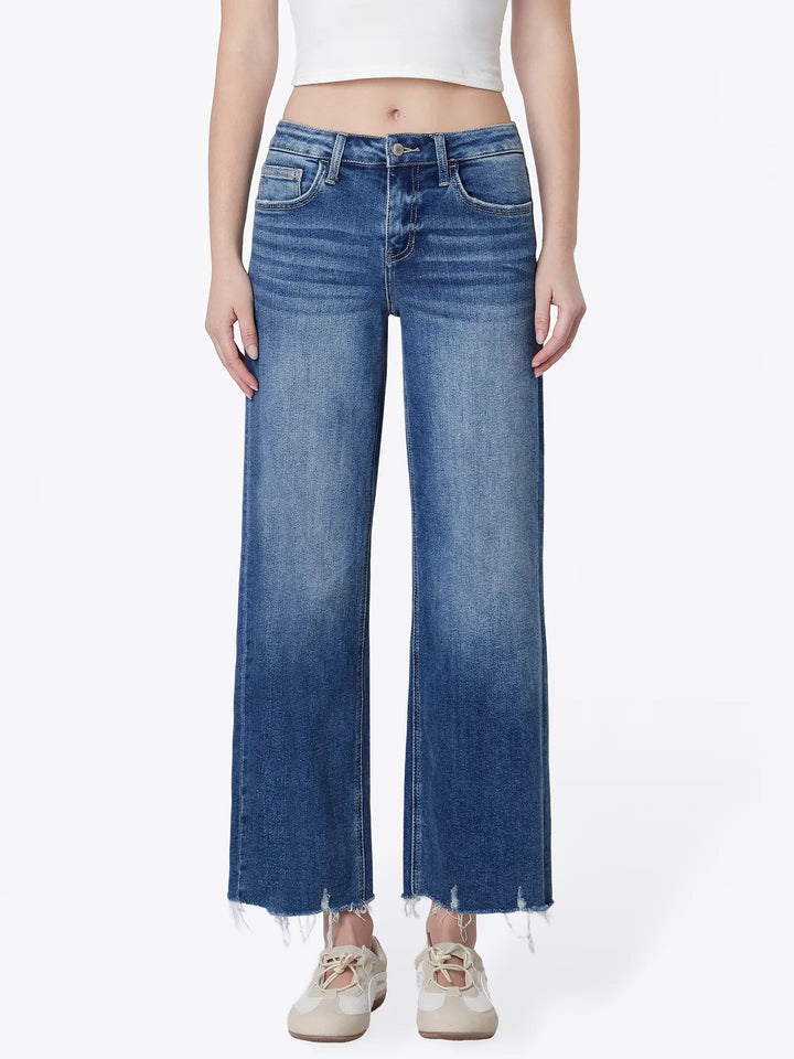 Lana Mid Rise Raw Hem Jeans