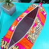 Orange and Pink Stripes Tiger Print Quilted Cosmetics Bag