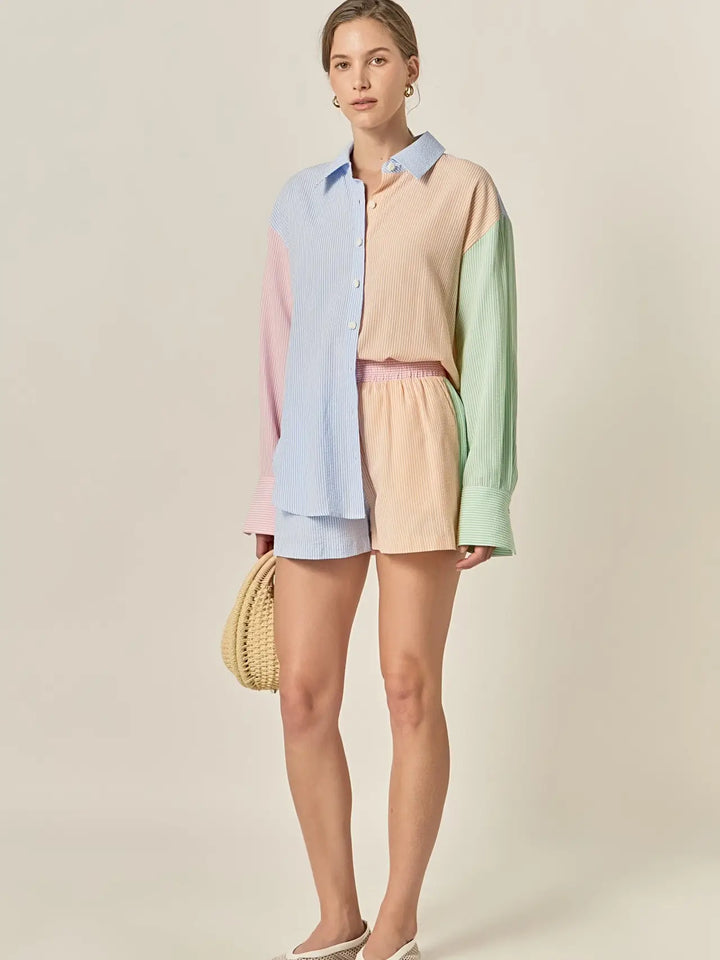 Color Block Stripe Shirt