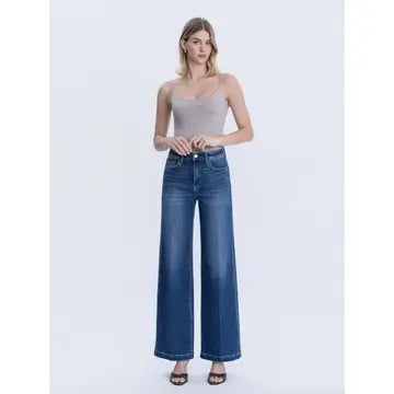 Super High Rise Crease Line Detail Wide Jeans