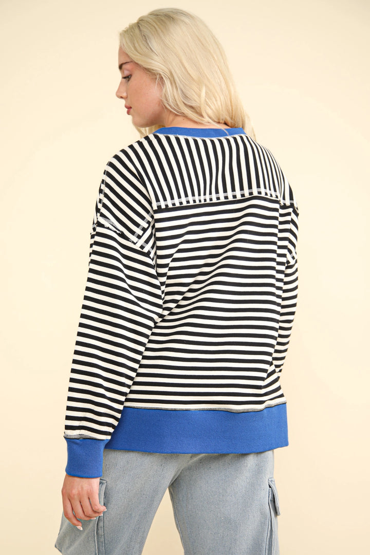 Stripe Comfy Casual Oversized Knit Top