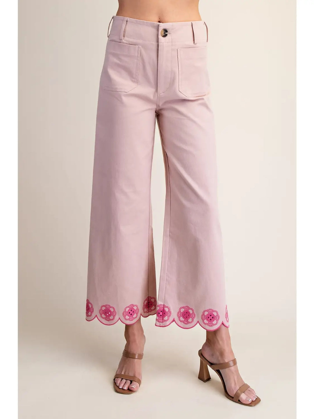 Colette Scallop-Hem Wide-Leg Pants