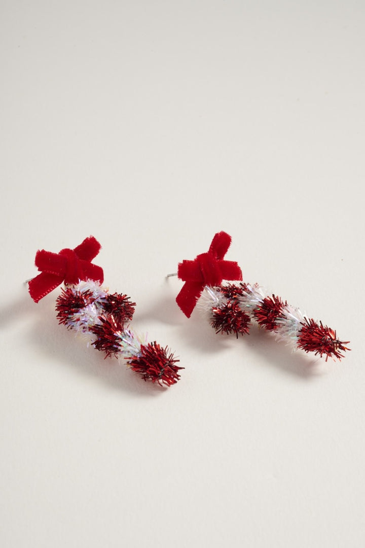Candy Cane Tinsel Ribbon Earrings