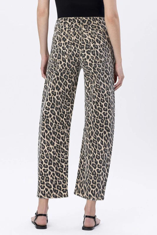 Kate High Rise Leopard Barrel Jeans