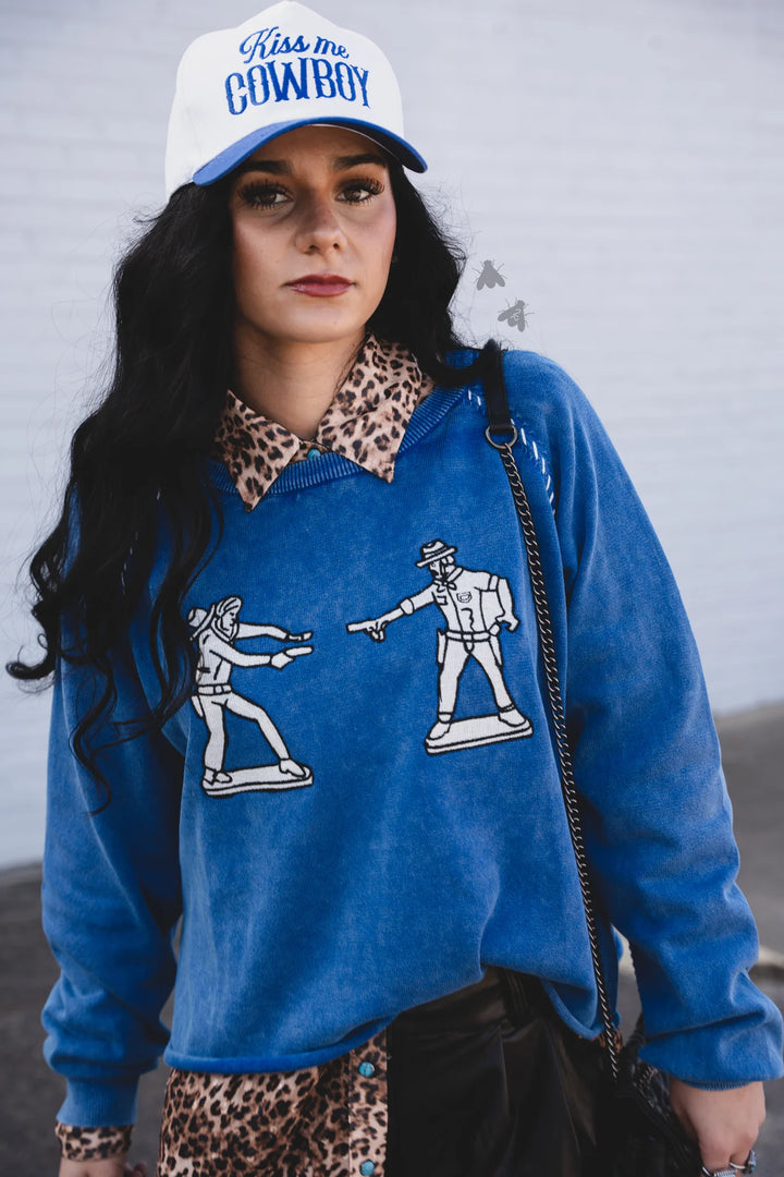 COBALT COWBOY Pullover-Blue