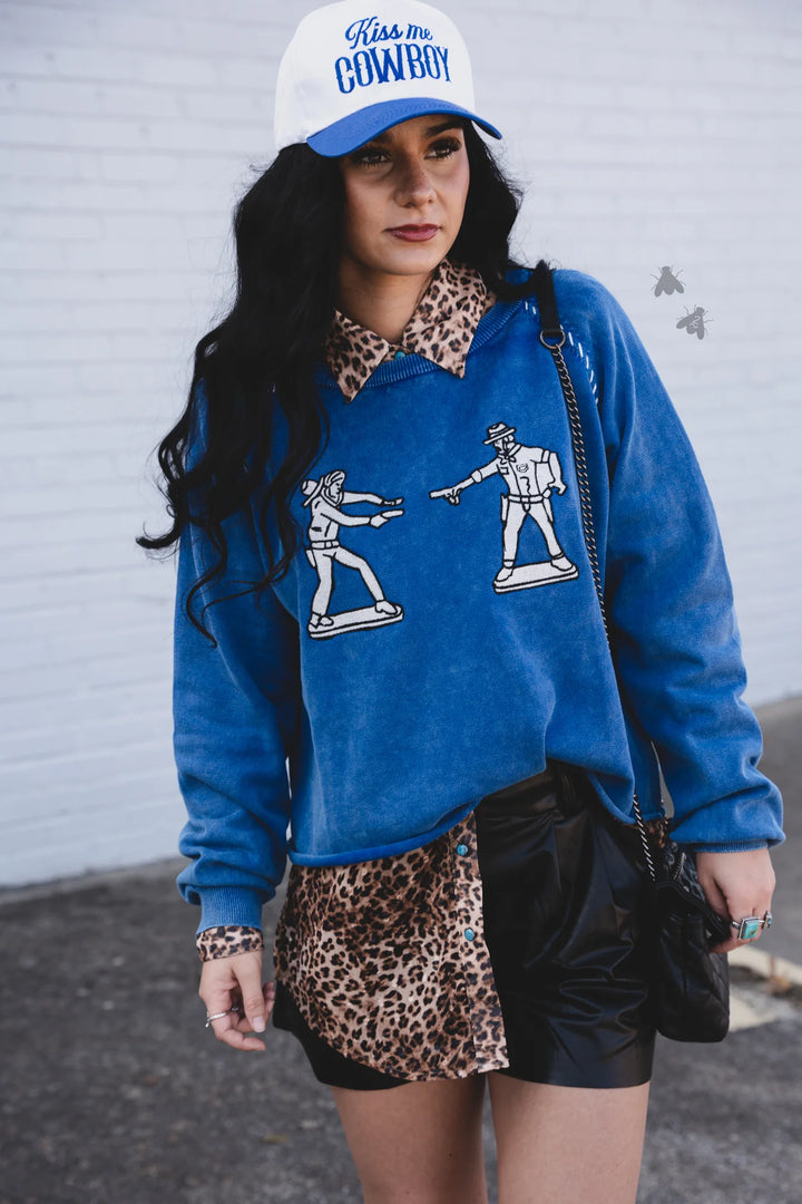 COBALT COWBOY Pullover-Blue