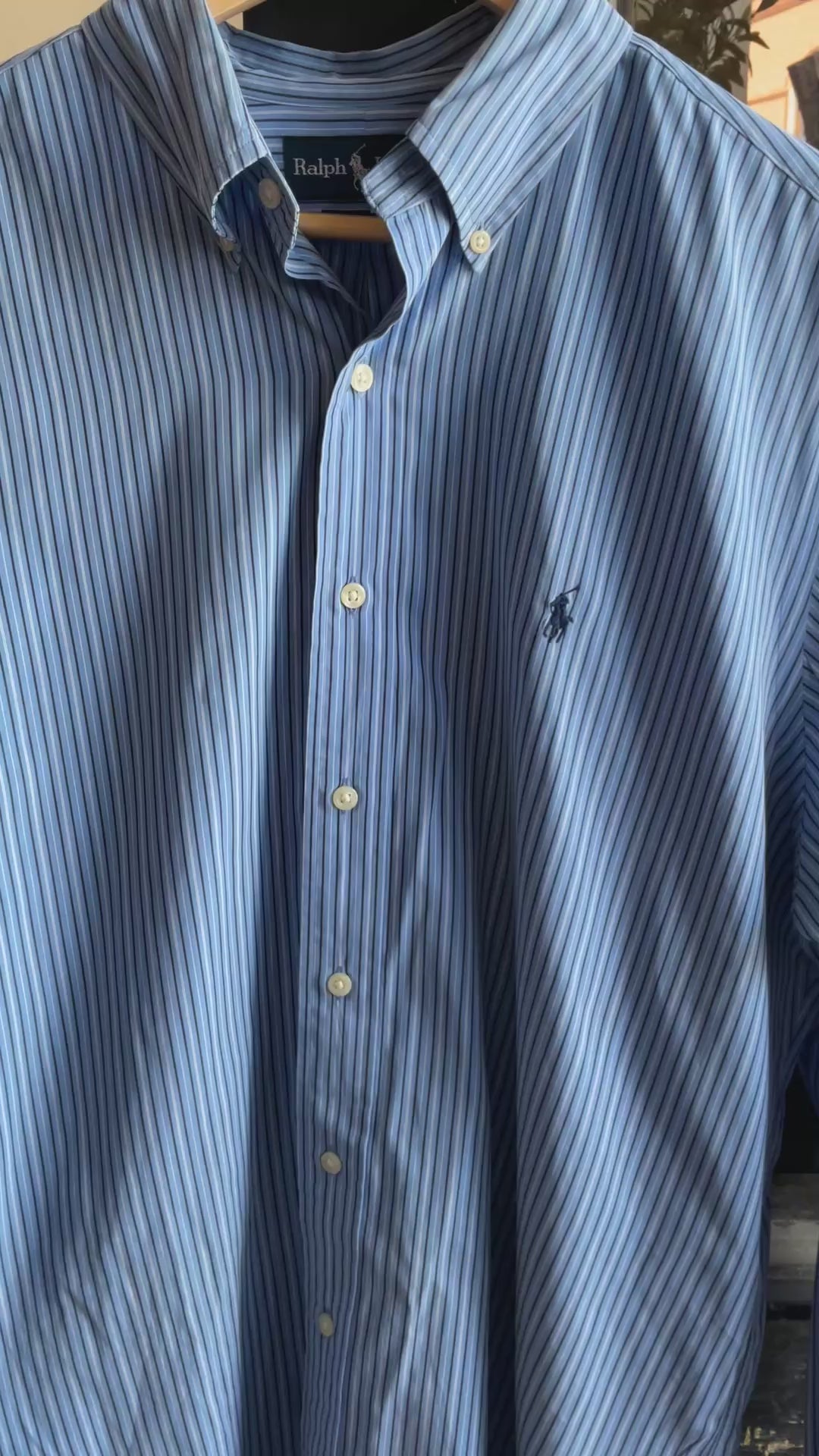 Thrifted- Blue Stripe Ralph Lauren Button Down