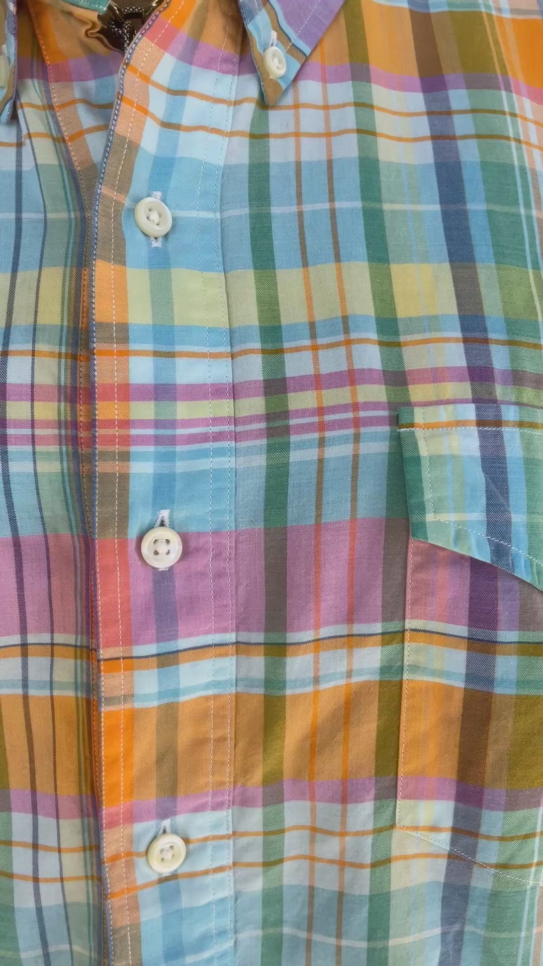 Thrifted-Men's Pastel Plaid Shirt-Large