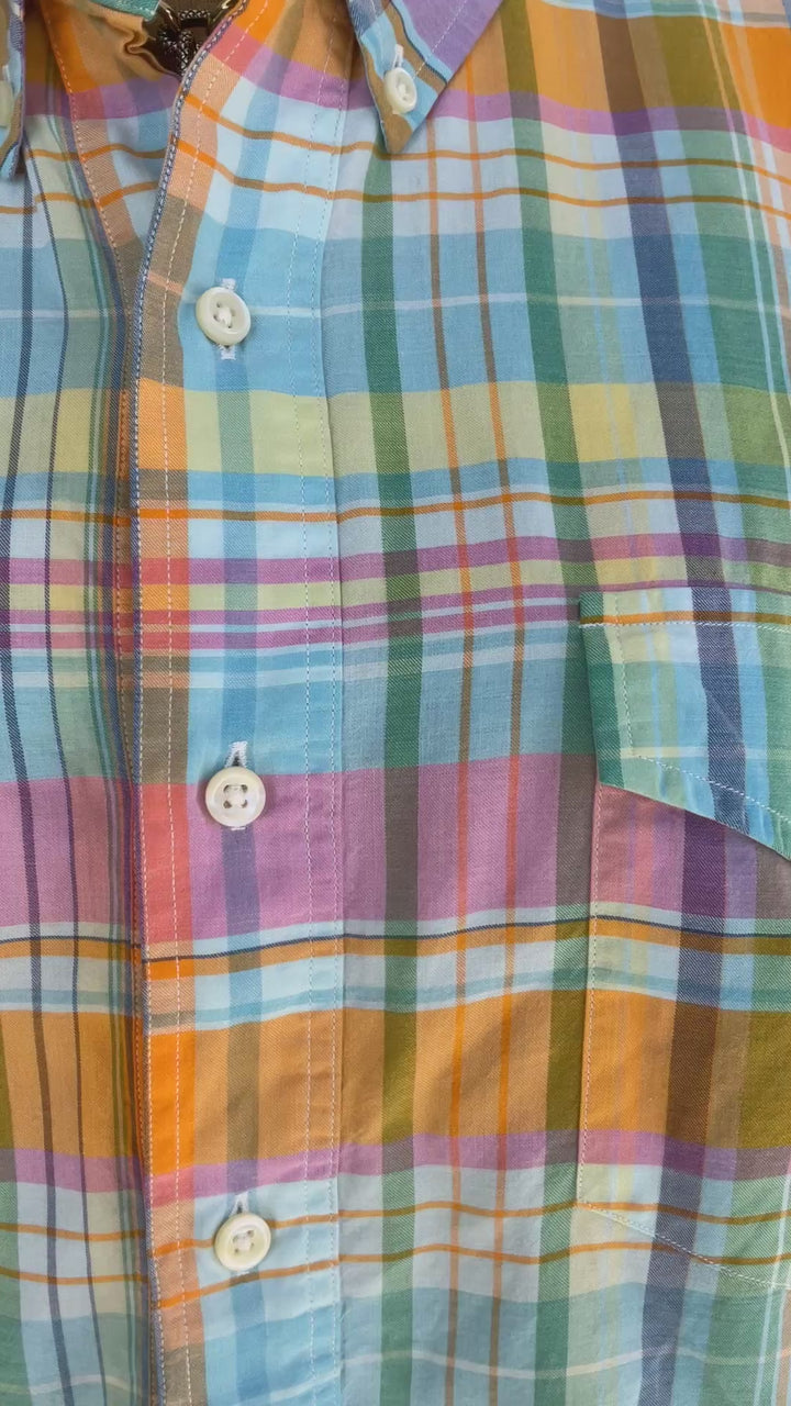 Thrifted-Men's Pastel Plaid Shirt-Large