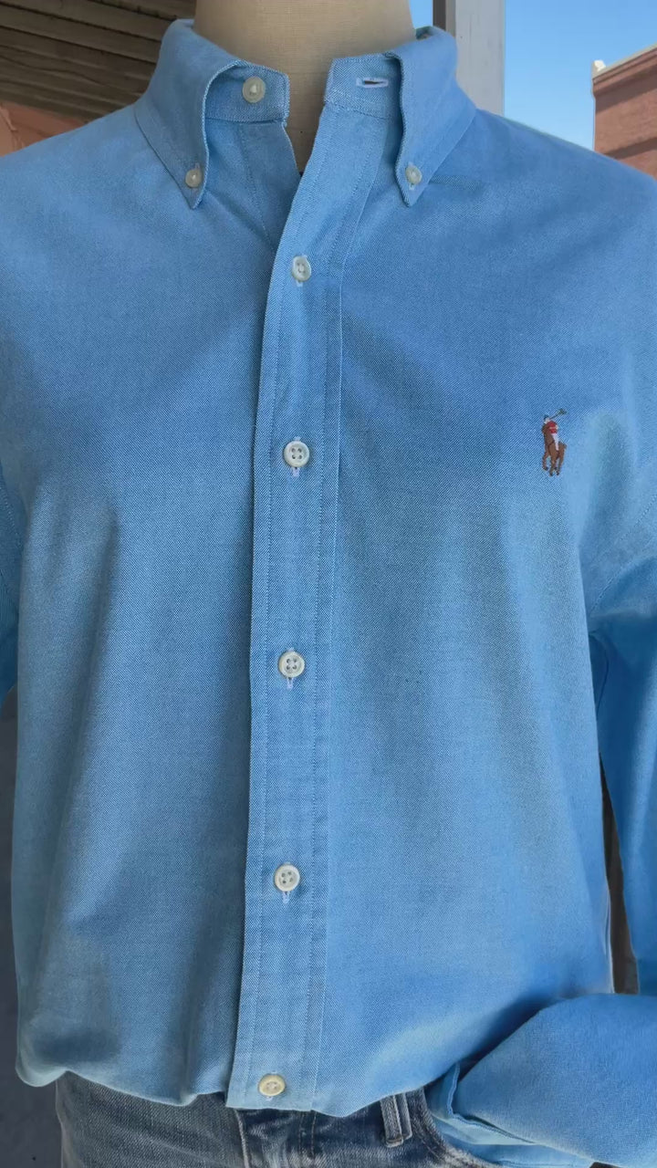 Thrifted-Blue Button Down Ralph Lauren-Slim Fit