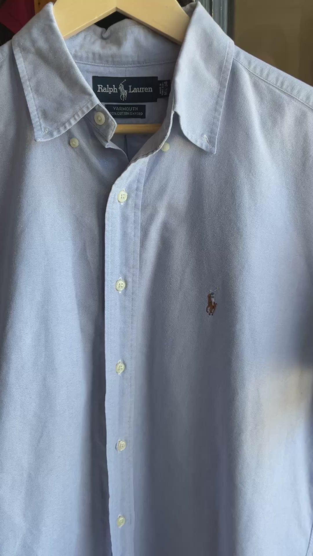 Thrifted-Blue Short Sleeve Button Down Ralph Lauren