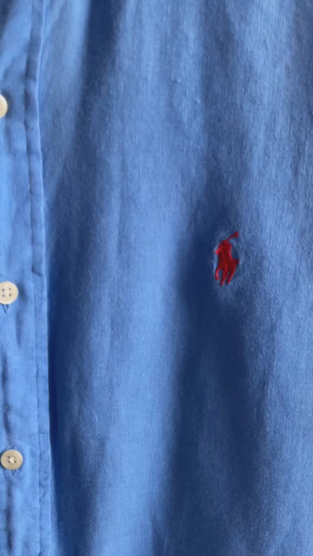 Thrifted-Blue Linen Button Down Ralph Lauren