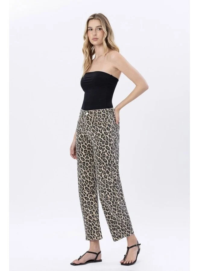 Kate High Rise Leopard Barrel Jeans