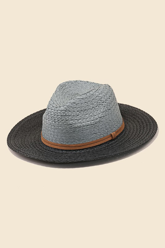 Two Tone Straw Knit Hat