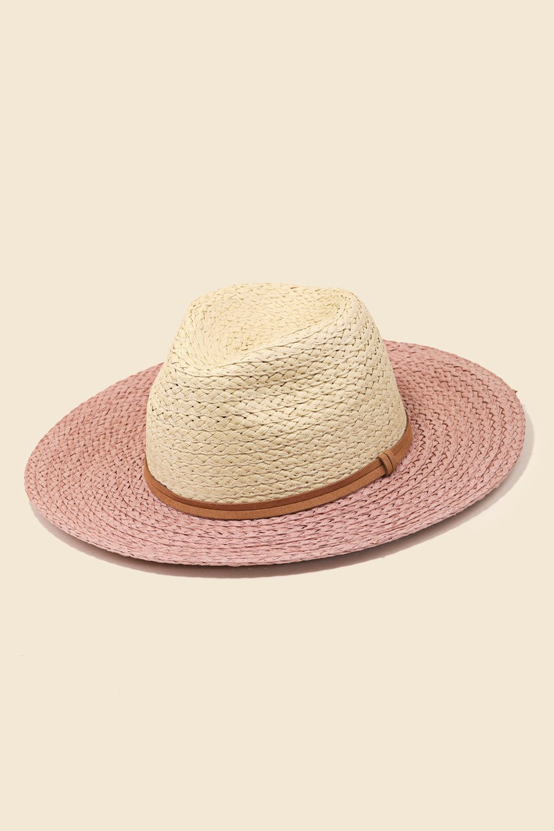 Two Tone Straw Knit Hat