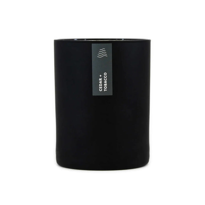 Cedar + Tobacco Matte Black Glass Tumbler Candle